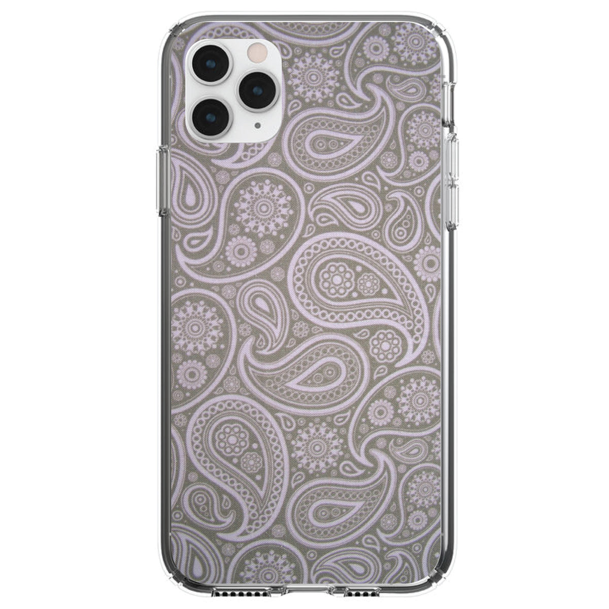 Grey Black Paisley Clear Shockproof iPhone Case