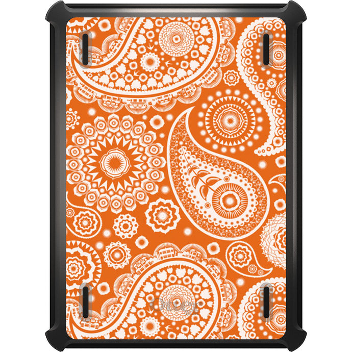 DistinctInk™ OtterBox Defender Series Case for Apple iPad / iPad Pro / iPad Air / iPad Mini - Orange White Paisley