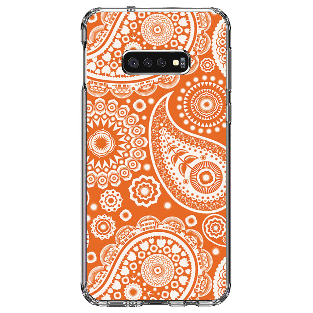 Orange White Paisley Clear Shockproof iPhone Case, view 18
