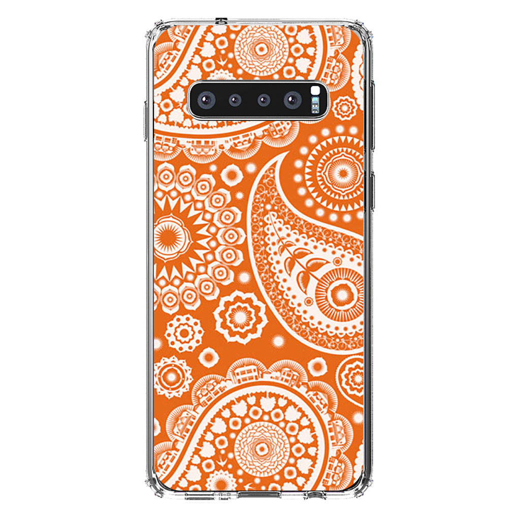 Orange White Paisley Clear Shockproof iPhone Case, view 17