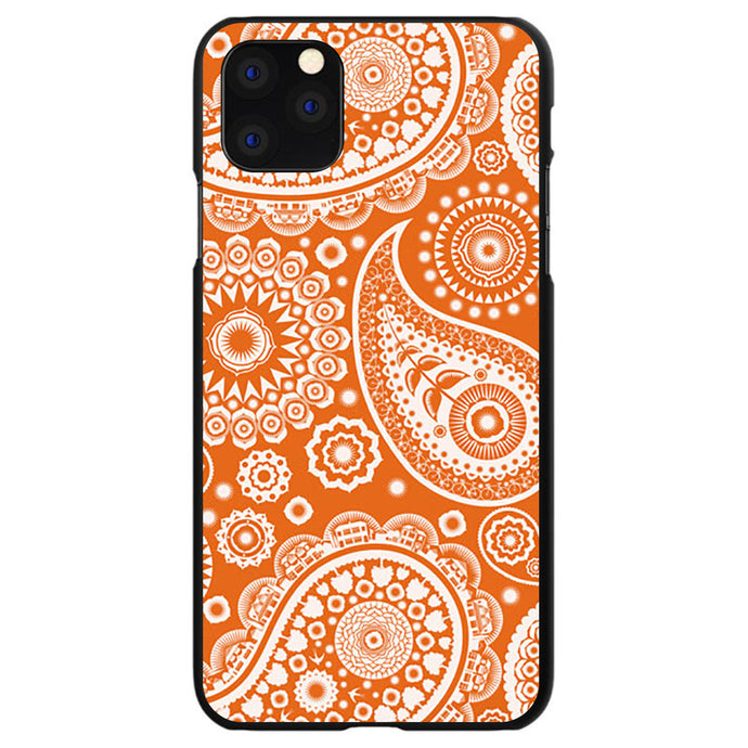 DistinctInk® Hard Plastic Snap-On Case for Apple iPhone or Samsung Galaxy - Orange White Paisley