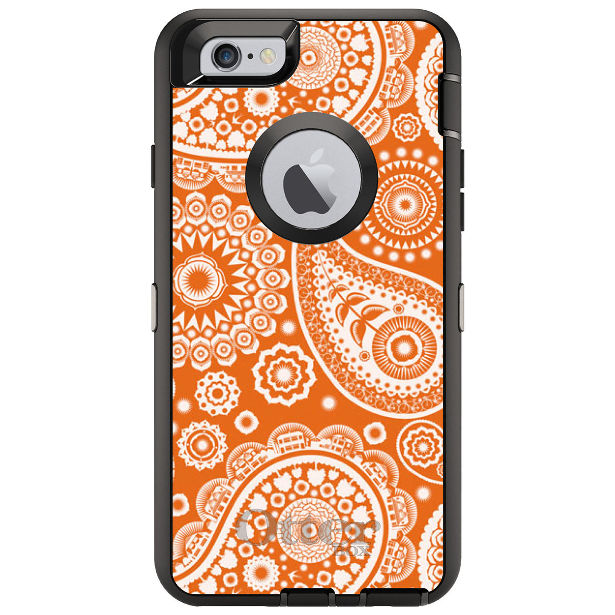 Orange White Paisley OtterBox Defender Case for iPhone & Galaxy, view 4
