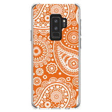 DistinctInk® Clear Shockproof Hybrid Case for Apple iPhone / Samsung Galaxy / Google Pixel - Orange White Paisley