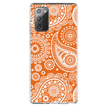 DistinctInk® Clear Shockproof Hybrid Case for Apple iPhone / Samsung Galaxy / Google Pixel - Orange White Paisley