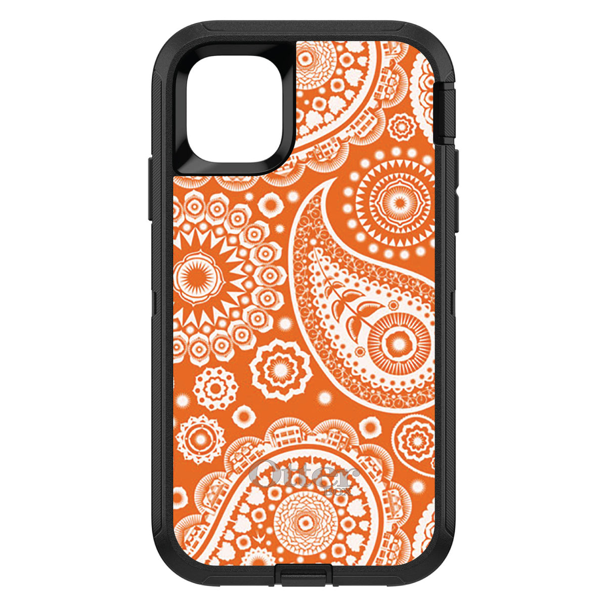 Orange White Paisley OtterBox Defender Case for iPhone & Galaxy, view 2