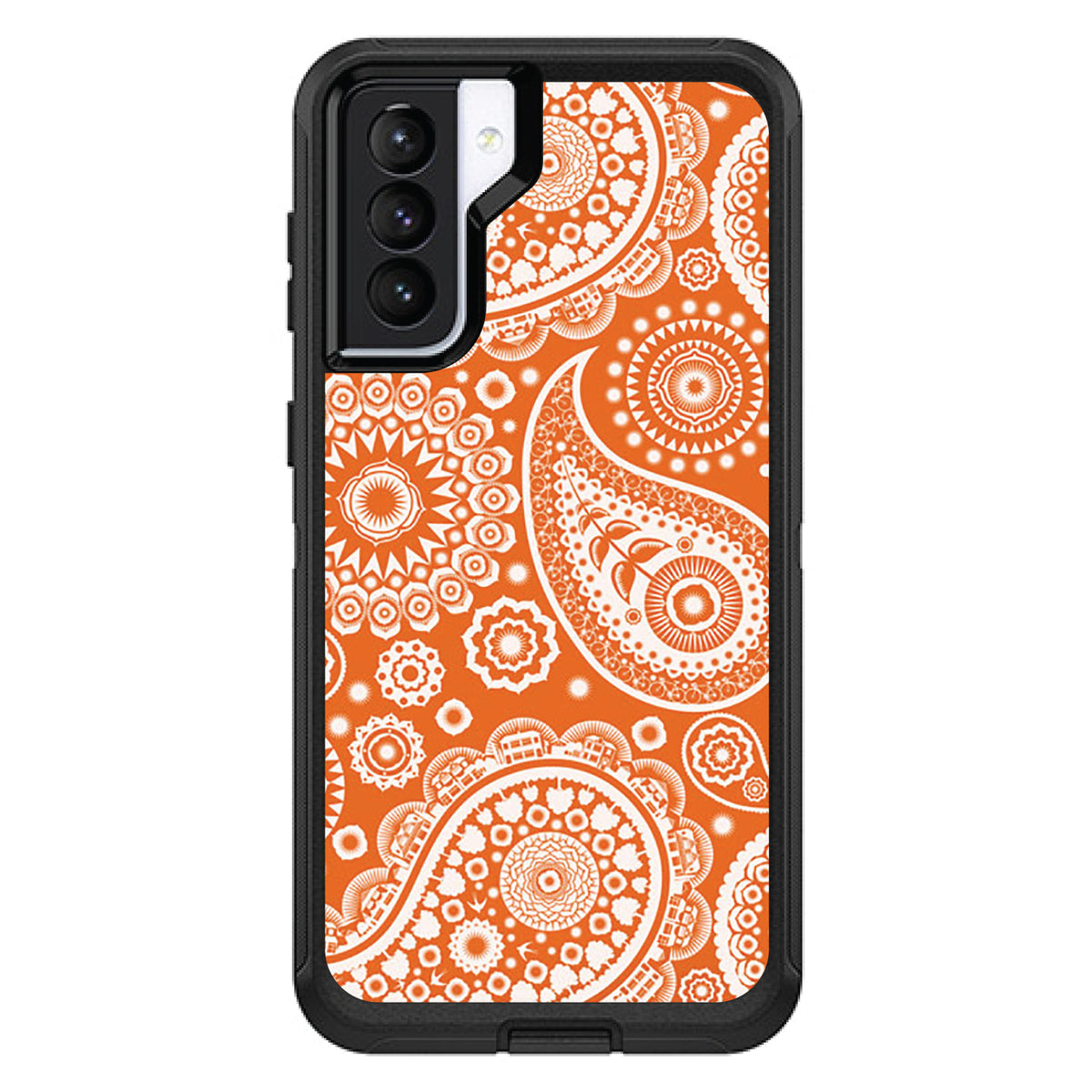 Orange White Paisley OtterBox Defender Case for iPhone & Galaxy, view 5