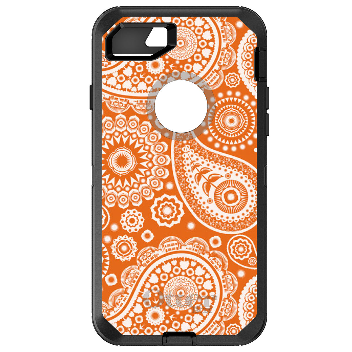 Orange White Paisley OtterBox Defender Case for iPhone & Galaxy