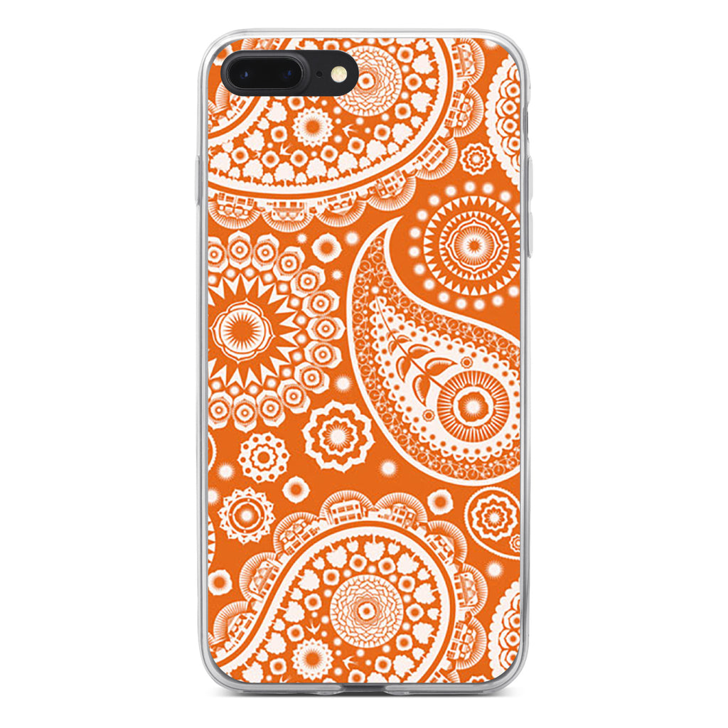 Orange White Paisley Clear Shockproof iPhone Case, view 6