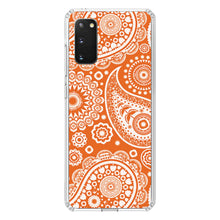 DistinctInk® Clear Shockproof Hybrid Case for Apple iPhone / Samsung Galaxy / Google Pixel - Orange White Paisley