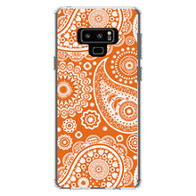 DistinctInk® Clear Shockproof Hybrid Case for Apple iPhone / Samsung Galaxy / Google Pixel - Orange White Paisley
