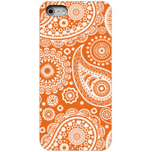 DistinctInk® Hard Plastic Snap-On Case for Apple iPhone or Samsung Galaxy - Orange White Paisley