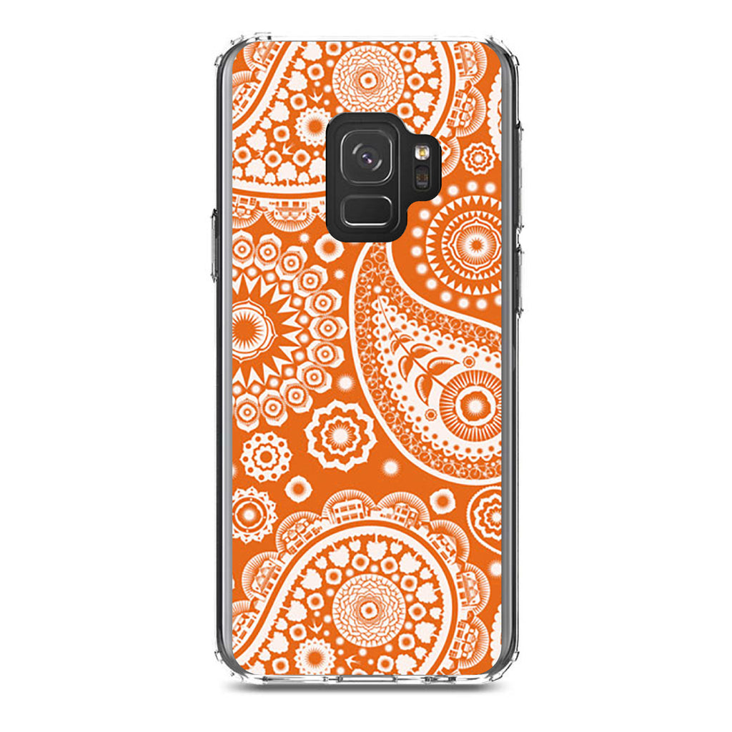 Orange White Paisley Clear Shockproof iPhone Case, view 19