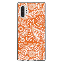 DistinctInk® Clear Shockproof Hybrid Case for Apple iPhone / Samsung Galaxy / Google Pixel - Orange White Paisley
