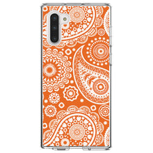 DistinctInk® Clear Shockproof Hybrid Case for Apple iPhone / Samsung Galaxy / Google Pixel - Orange White Paisley