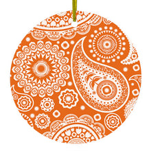 Orange White Paisley Ceramic Ornament