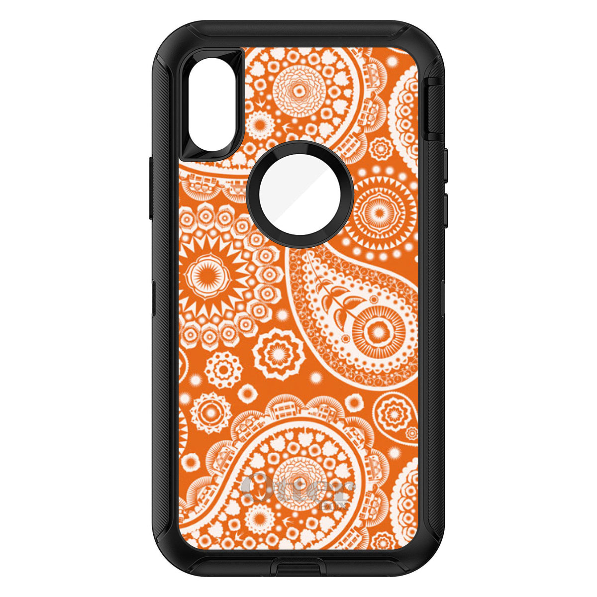 Orange White Paisley OtterBox Defender Case for iPhone & Galaxy, view 3