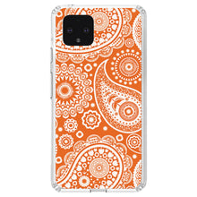 DistinctInk® Clear Shockproof Hybrid Case for Apple iPhone / Samsung Galaxy / Google Pixel - Orange White Paisley
