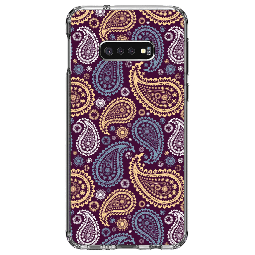 Purple Yellow Blue Paisley Clear Shockproof iPhone Case, view 18
