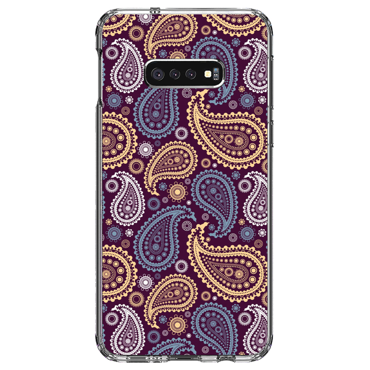 Purple Yellow Blue Paisley Clear Shockproof iPhone Case, view 18