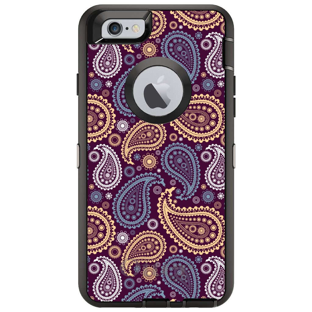 Purple Yellow Blue Paisley OtterBox Defender Case for iPhone & Galaxy, view 4