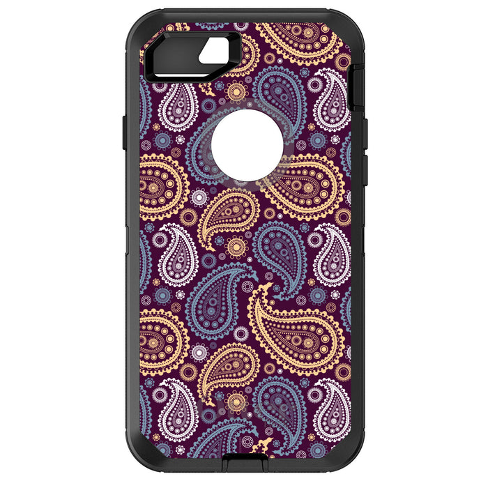 DistinctInk™ OtterBox Defender Series Case for Apple iPhone / Samsung Galaxy / Google Pixel - Purple Yellow Blue Paisley