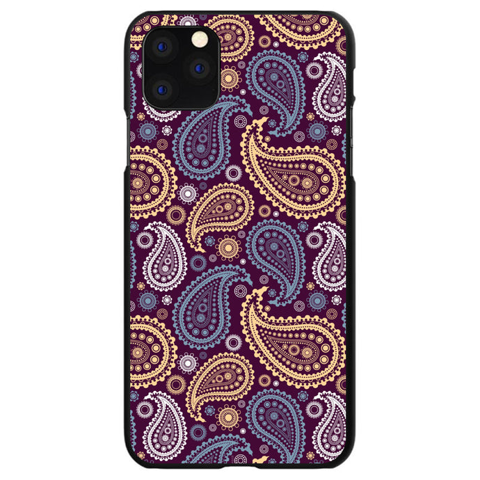 DistinctInk® Hard Plastic Snap-On Case for Apple iPhone or Samsung Galaxy - Purple Yellow Blue Paisley