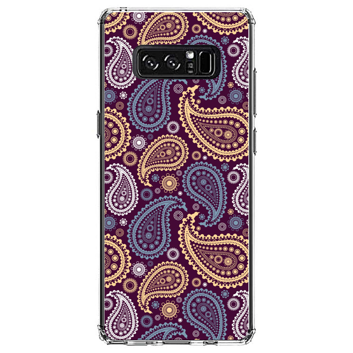 Purple Yellow Blue Paisley Clear Shockproof iPhone Case, view 12