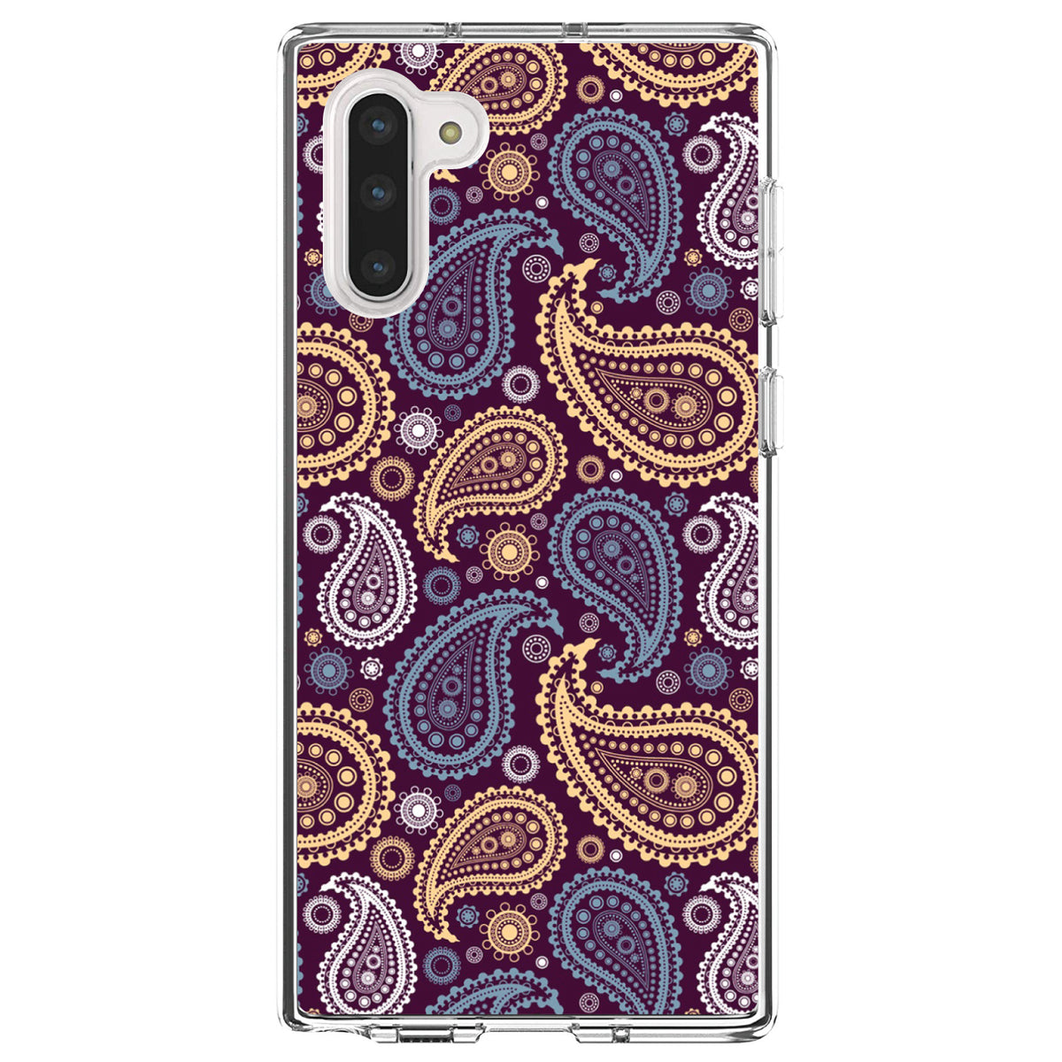 Purple Yellow Blue Paisley Clear Shockproof iPhone Case, view 9