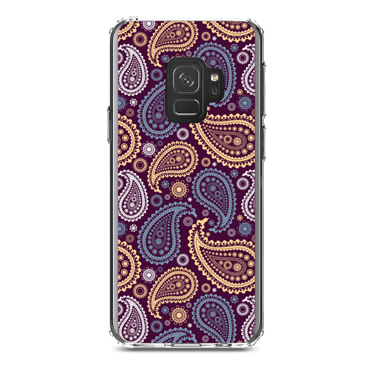 Purple Yellow Blue Paisley Clear Shockproof iPhone Case, view 19