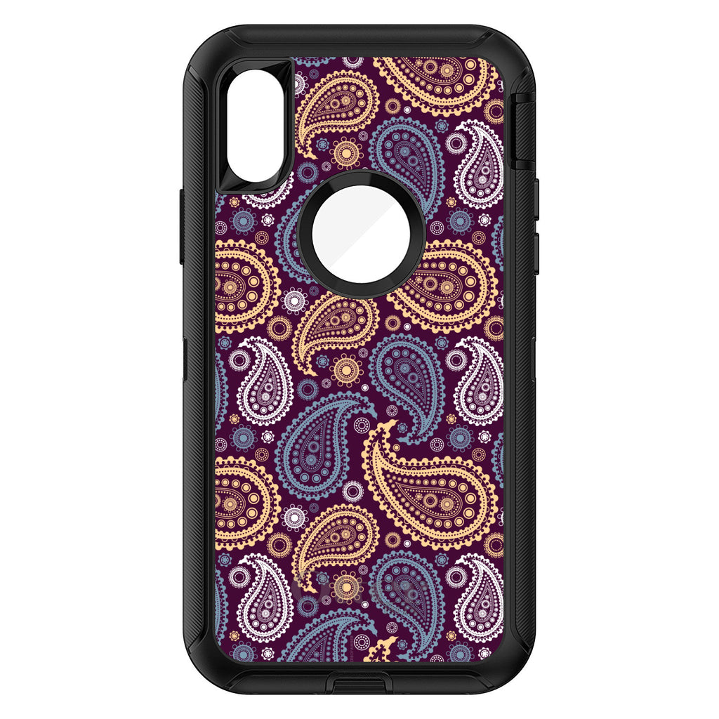 Purple Yellow Blue Paisley OtterBox Defender Case for iPhone & Galaxy, view 3