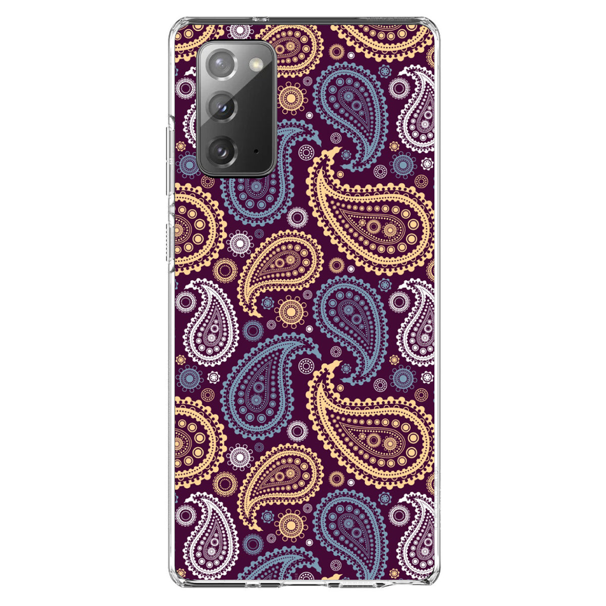 Purple Yellow Blue Paisley Clear Shockproof iPhone Case, view 7