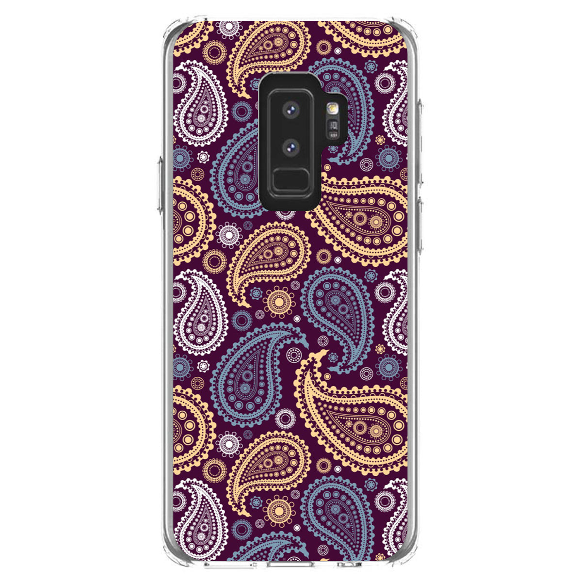 Purple Yellow Blue Paisley Clear Shockproof iPhone Case, view 20