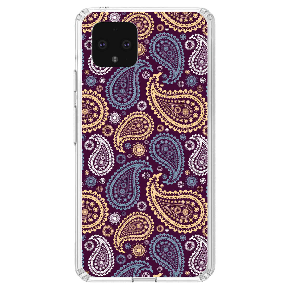 Purple Yellow Blue Paisley Clear Shockproof iPhone Case, view 24