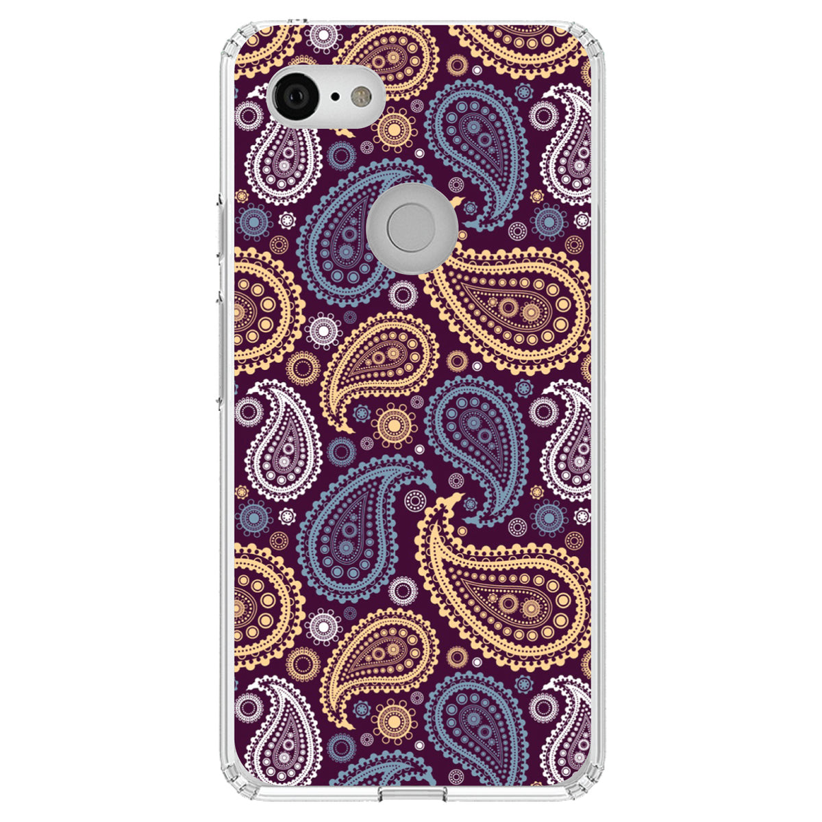 Purple Yellow Blue Paisley Clear Shockproof iPhone Case, view 22