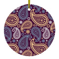Purple Yellow Blue Paisley Ceramic Ornament
