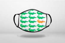 Green Orange Blue Alligator Gator - 3-Ply Reusable Soft Face Mask Covering, Unisex, Cotton Inner Layer