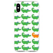 DistinctInk® Clear Shockproof Hybrid Case for Apple iPhone / Samsung Galaxy / Google Pixel - Green Orange Blue Alligator Gator