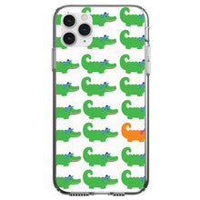DistinctInk® Clear Shockproof Hybrid Case for Apple iPhone / Samsung Galaxy / Google Pixel - Green Orange Blue Alligator Gator