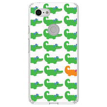 DistinctInk® Clear Shockproof Hybrid Case for Apple iPhone / Samsung Galaxy / Google Pixel - Green Orange Blue Alligator Gator