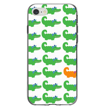 DistinctInk® Clear Shockproof Hybrid Case for Apple iPhone / Samsung Galaxy / Google Pixel - Green Orange Blue Alligator Gator