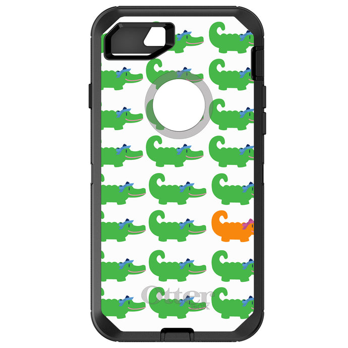 DistinctInk™ OtterBox Defender Series Case for Apple iPhone / Samsung Galaxy / Google Pixel - Green Orange Blue Alligator Gator