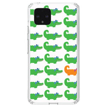 DistinctInk® Clear Shockproof Hybrid Case for Apple iPhone / Samsung Galaxy / Google Pixel - Green Orange Blue Alligator Gator