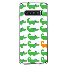 DistinctInk® Clear Shockproof Hybrid Case for Apple iPhone / Samsung Galaxy / Google Pixel - Green Orange Blue Alligator Gator