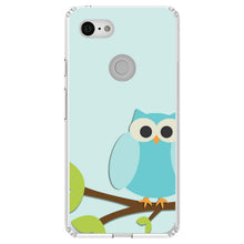 DistinctInk® Clear Shockproof Hybrid Case for Apple iPhone / Samsung Galaxy / Google Pixel - Blue Owl Cartoon