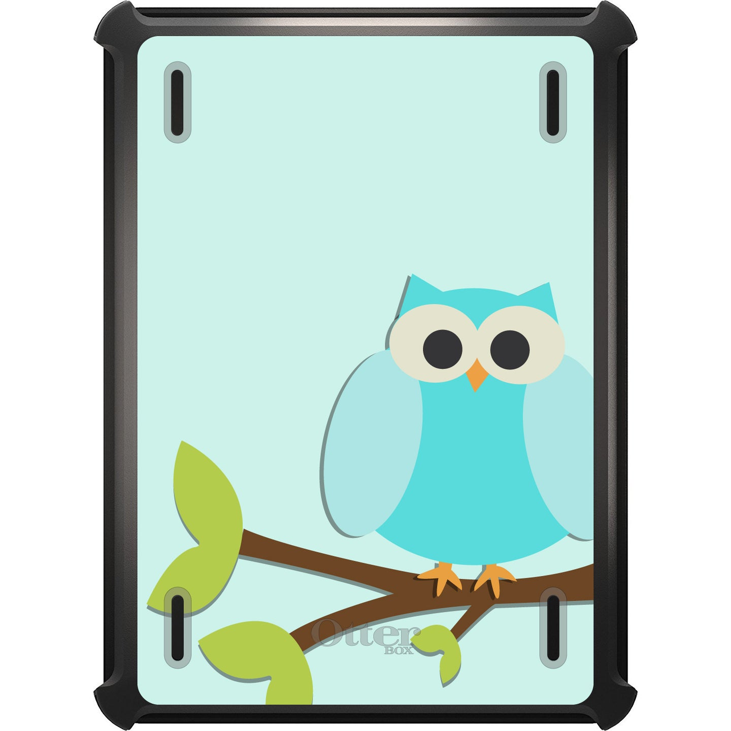 DistinctInk™ OtterBox Defender Series Case for Apple iPad / iPad Pro / iPad Air / iPad Mini - Blue Owl Cartoon