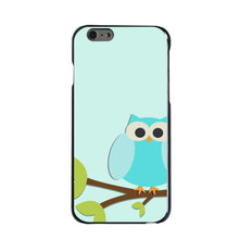 DistinctInk® Hard Plastic Snap-On Case for Apple iPhone or Samsung Galaxy - Blue Owl Cartoon