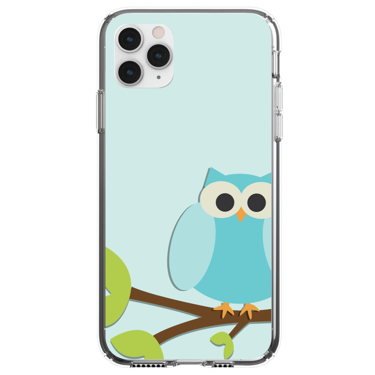 DistinctInk® Clear Shockproof Hybrid Case for Apple iPhone / Samsung Galaxy / Google Pixel - Blue Owl Cartoon