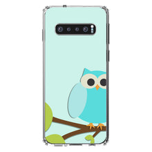 DistinctInk® Clear Shockproof Hybrid Case for Apple iPhone / Samsung Galaxy / Google Pixel - Blue Owl Cartoon