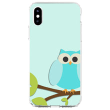 DistinctInk® Clear Shockproof Hybrid Case for Apple iPhone / Samsung Galaxy / Google Pixel - Blue Owl Cartoon