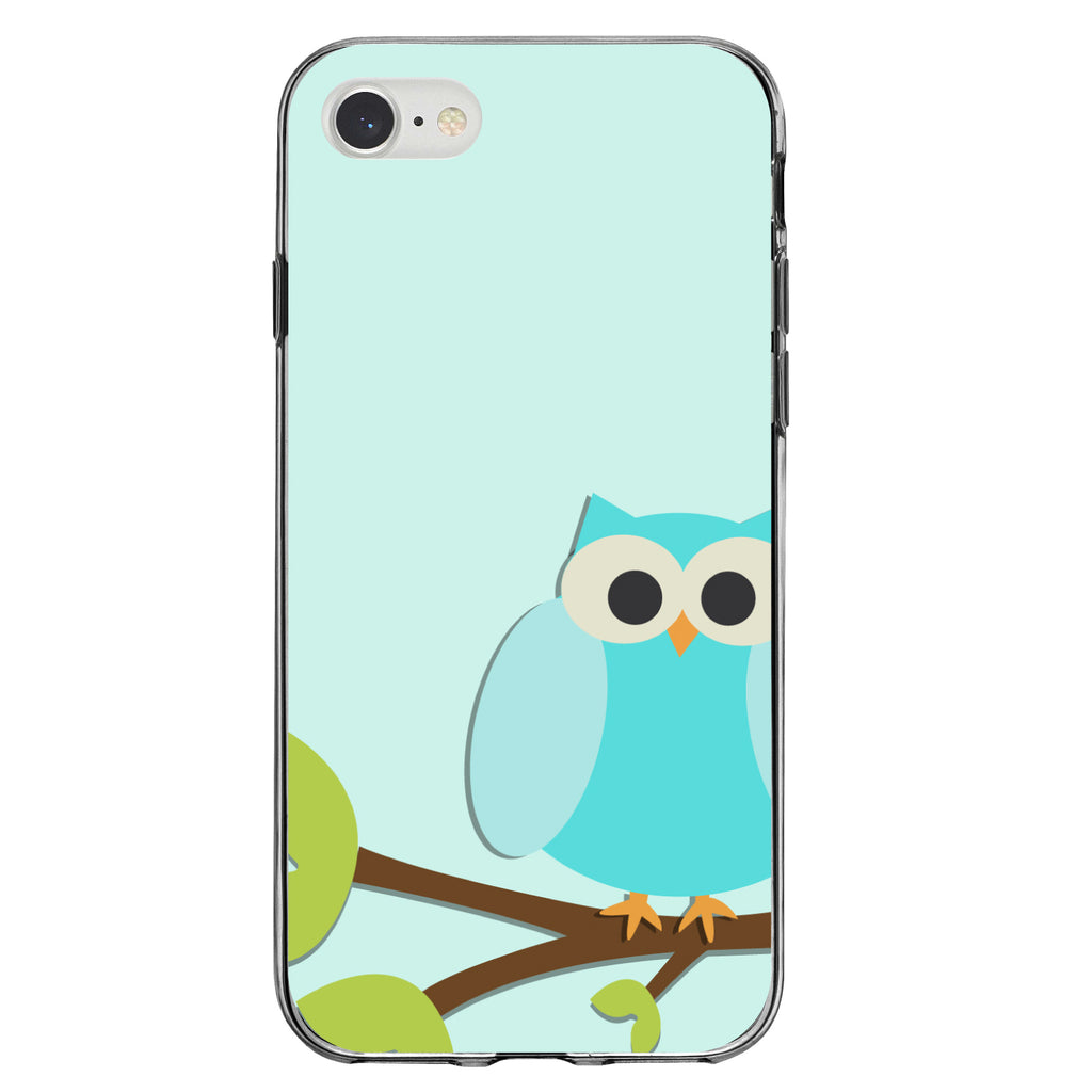 Blue Owl Cartoon Clear Shockproof iPhone Case, view 5